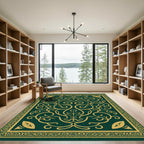 Emerald Gold Arabesque Scrollwork Rug