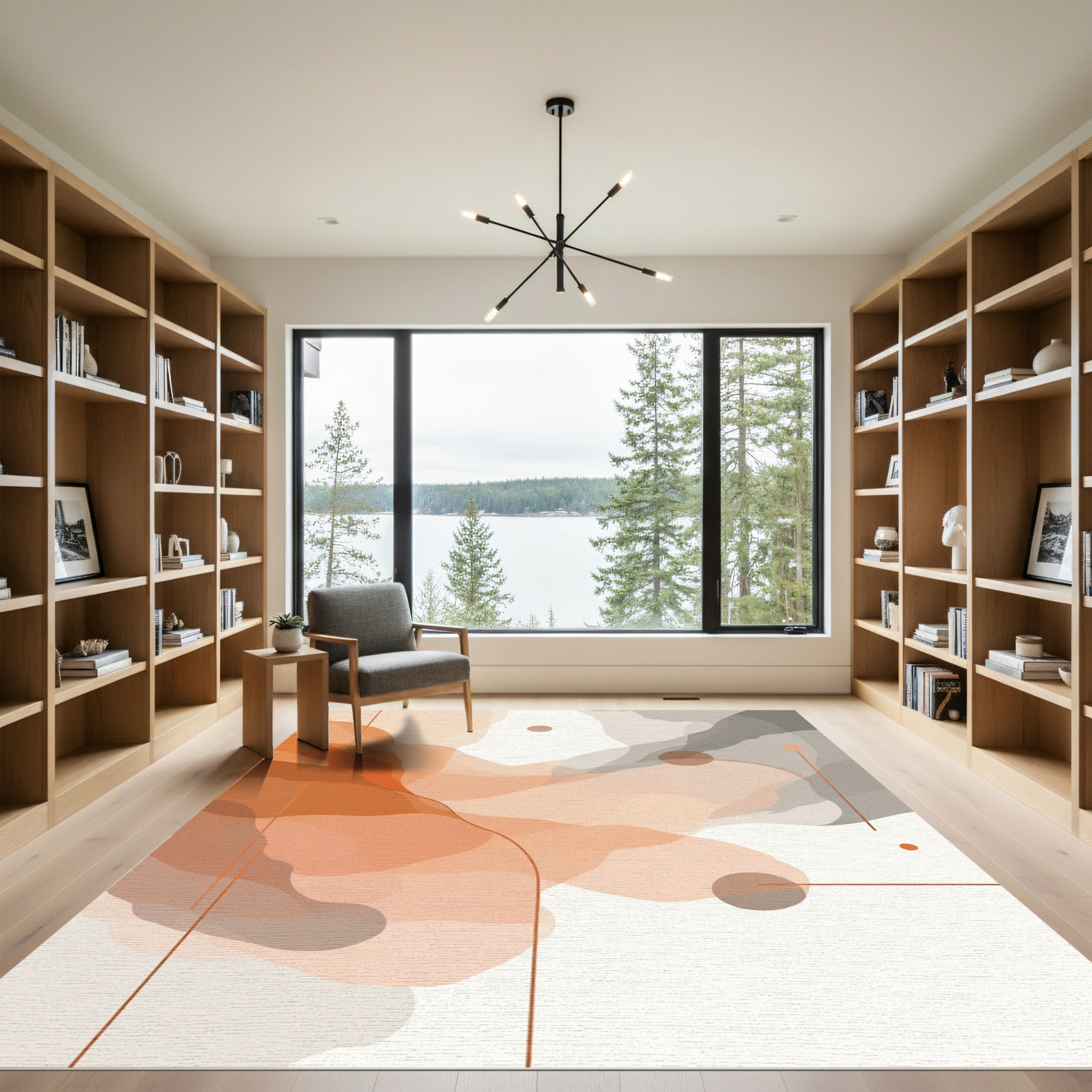 Earthy Orange Abstract Organic Layers Rug