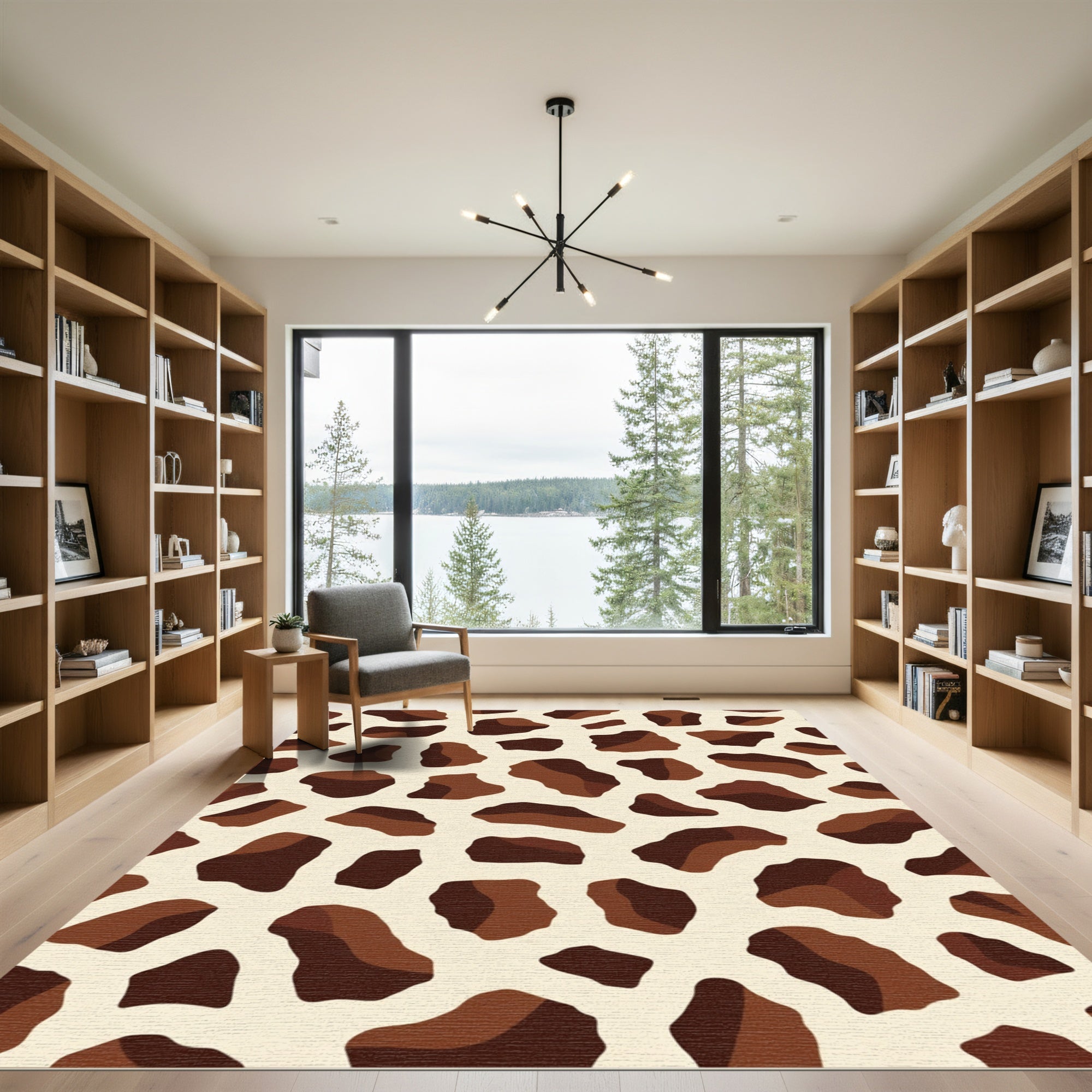 Brown Spots Textured Contemporary Rug