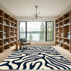 Abstract Cream Zebra Swirls Rug