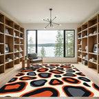 Bold Orange Black Gray Spots Rug