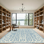 Pale Blue Geometric Labyrinth Rug