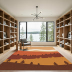 Warm Earthy Tones Mountain Scene Rug