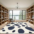 Cream Blue Blob Organic Texture Rug