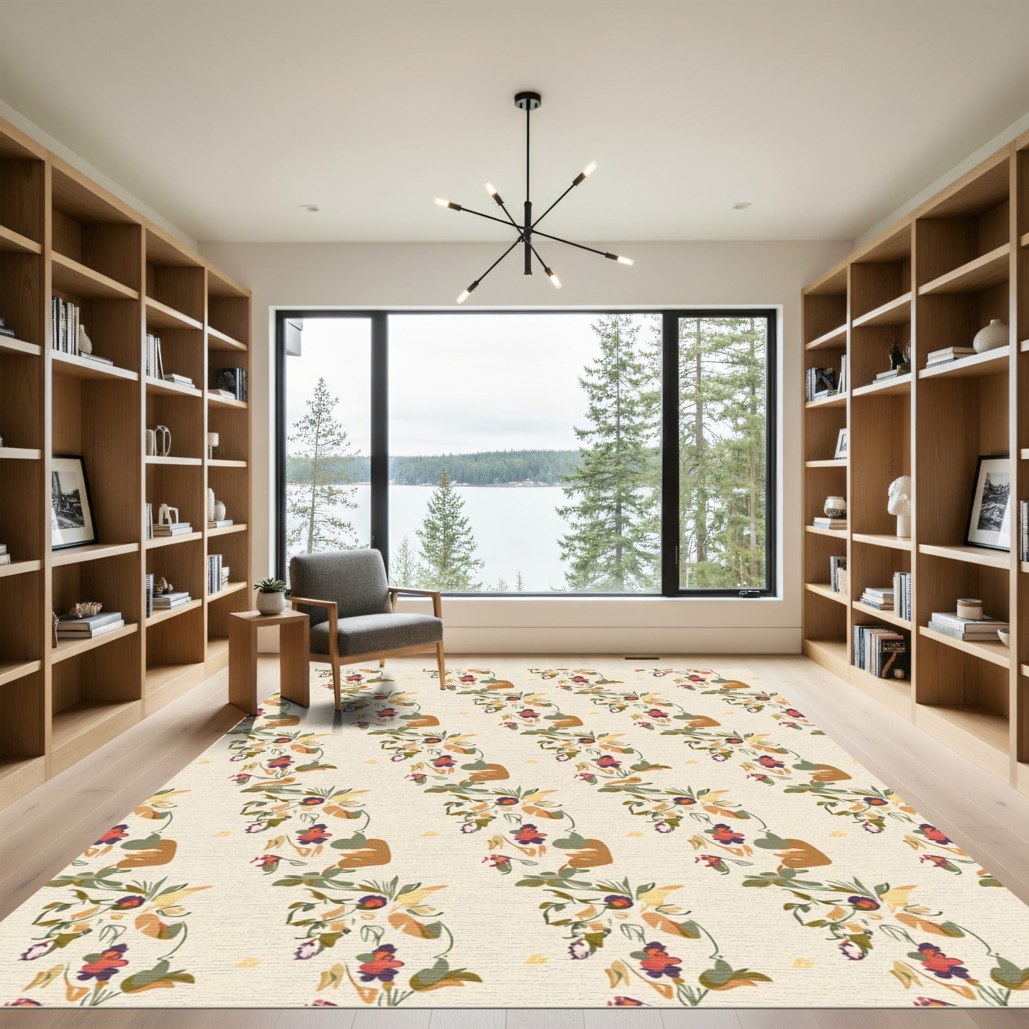 Earthy Abstract Floral Vine Rug
