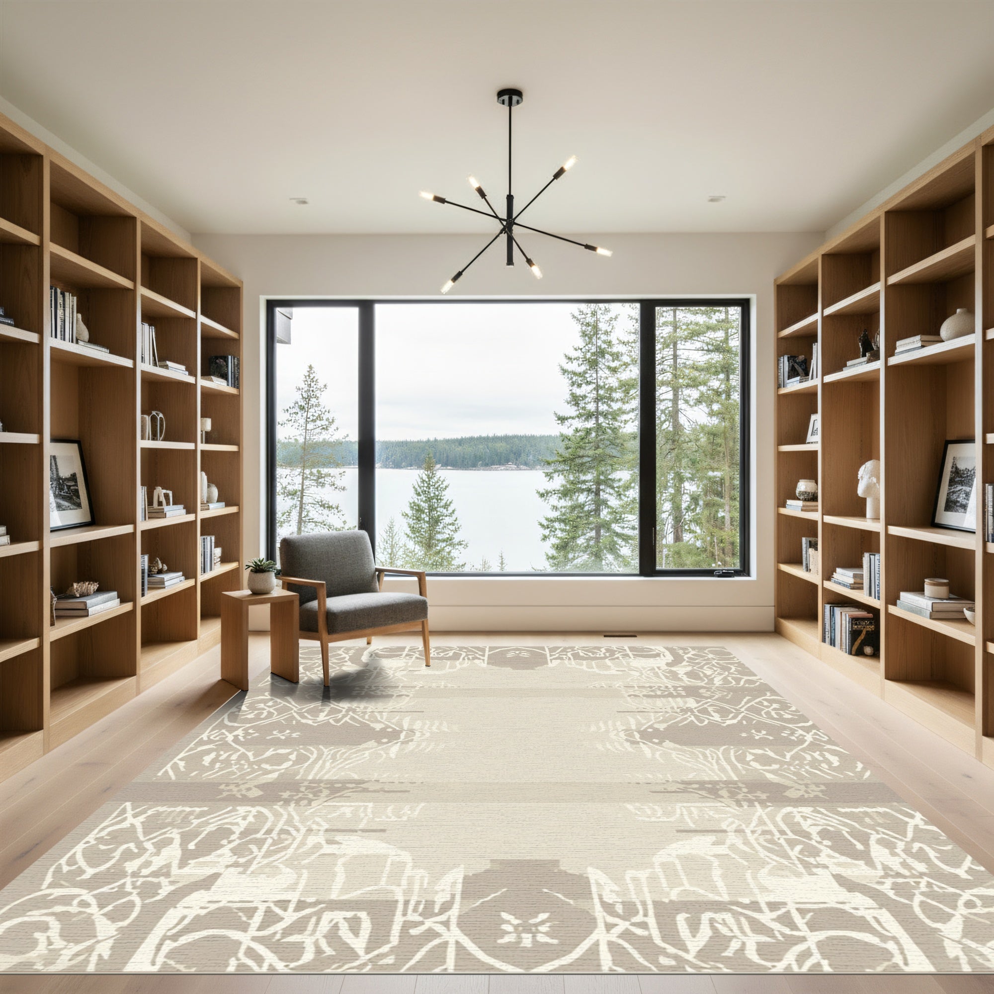 Neutral Earthy Archway Damask Rug