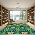 Emerald Yellow Floral Abstraction Rug