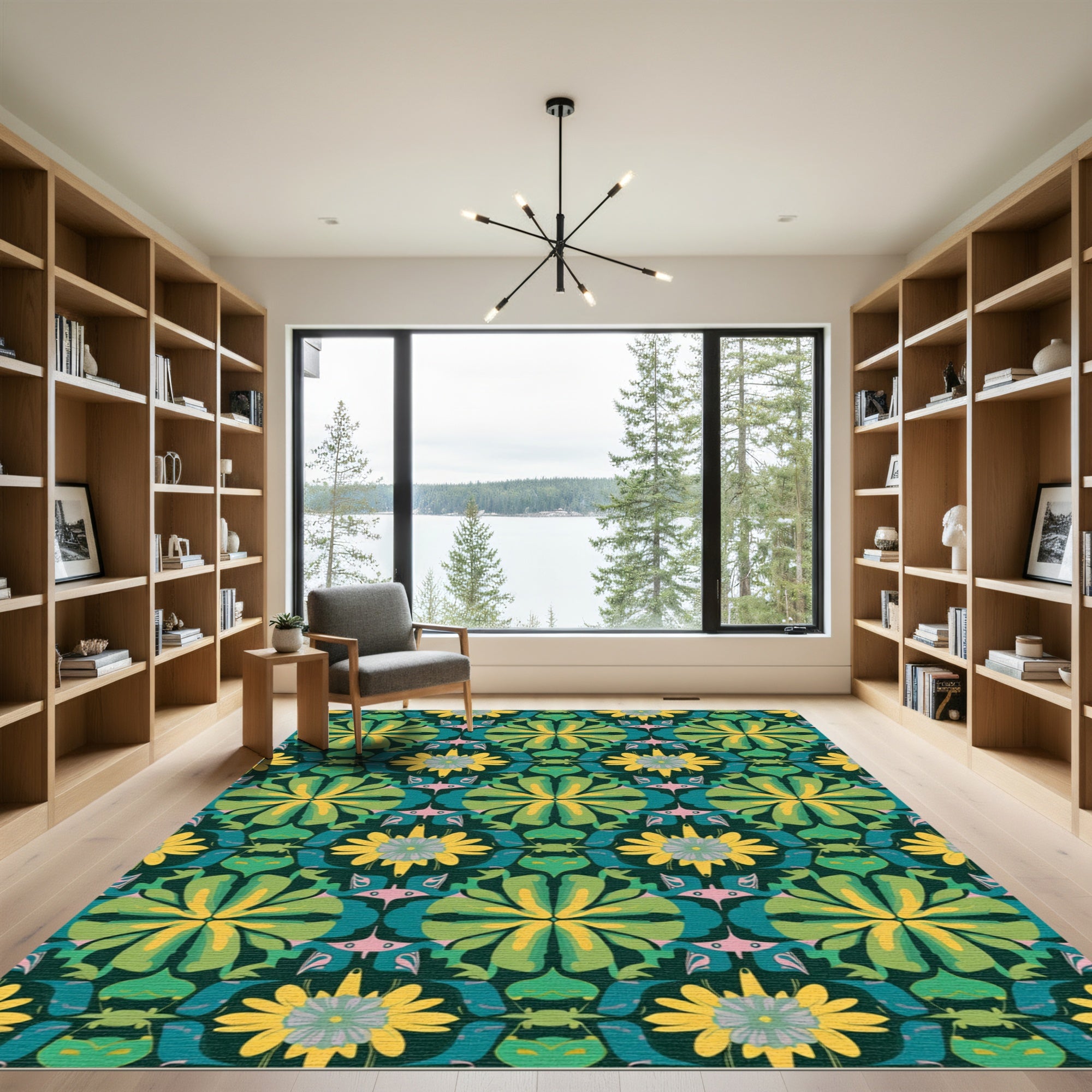 Emerald Yellow Floral Abstraction Rug
