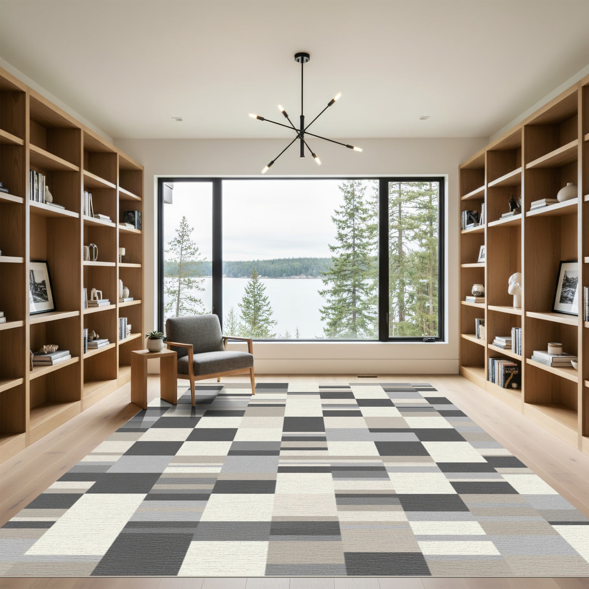 Geometric Blocks Neutral Palette Rug