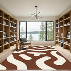 Brown Cream Abstract Organic Shapes Rug