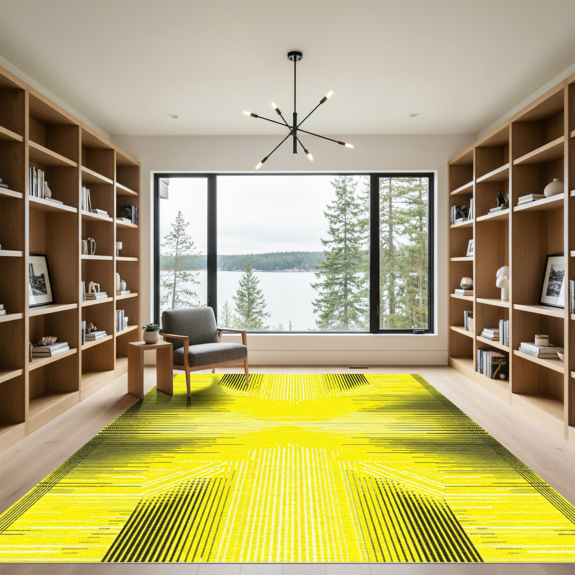 Bold Yellow White Linear Radiance Rug