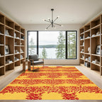 Crimson Textured Horizontal Strips Rug