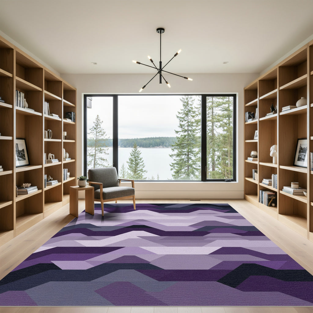 Amethyst Gradient Geometric Line Rug