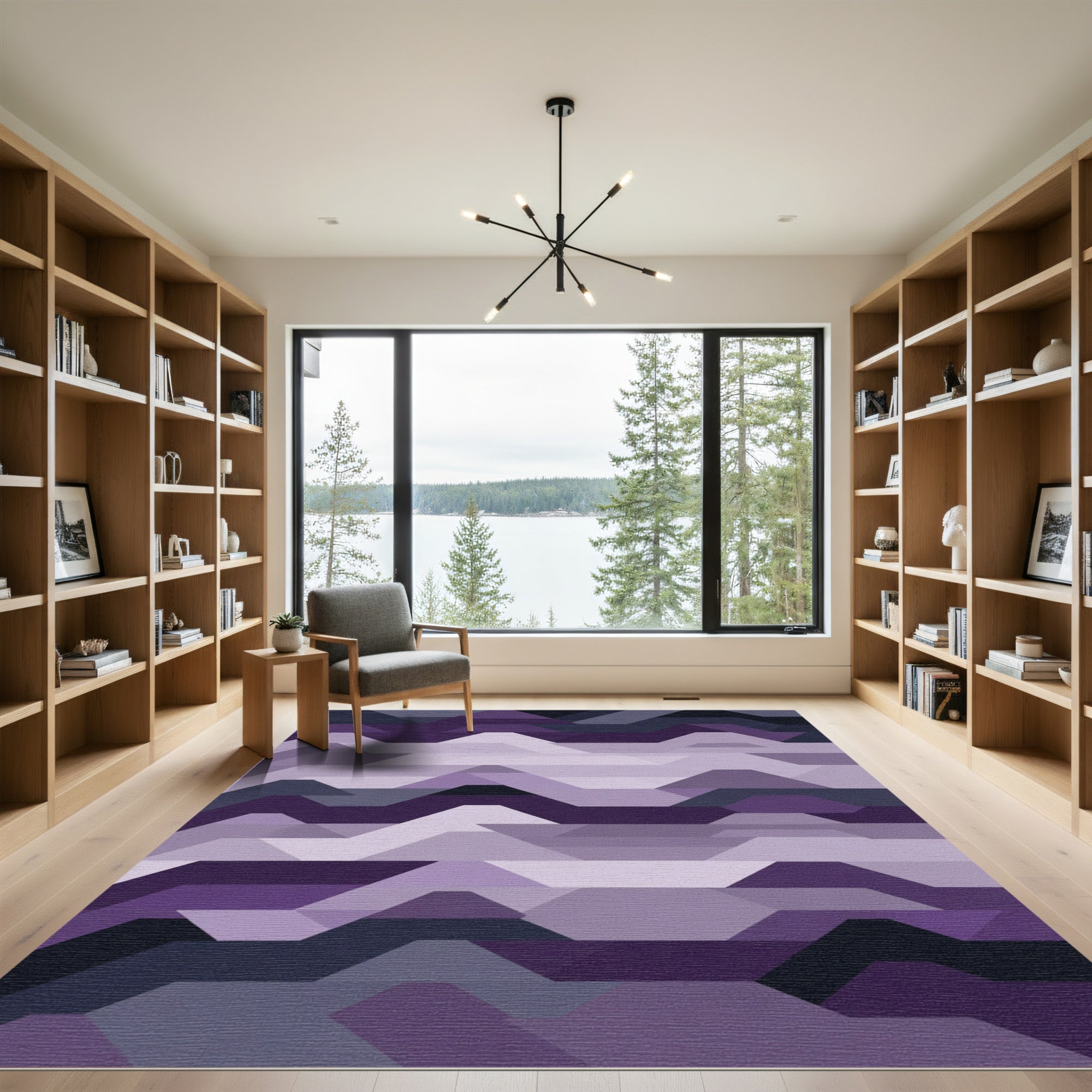 Amethyst Gradient Geometric Line Rug