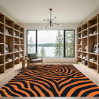 Bold Orange Black Swirls Rug