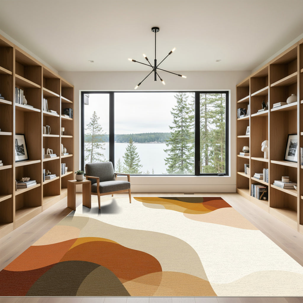 Earthy Tones Abstract Layered Wave Rug