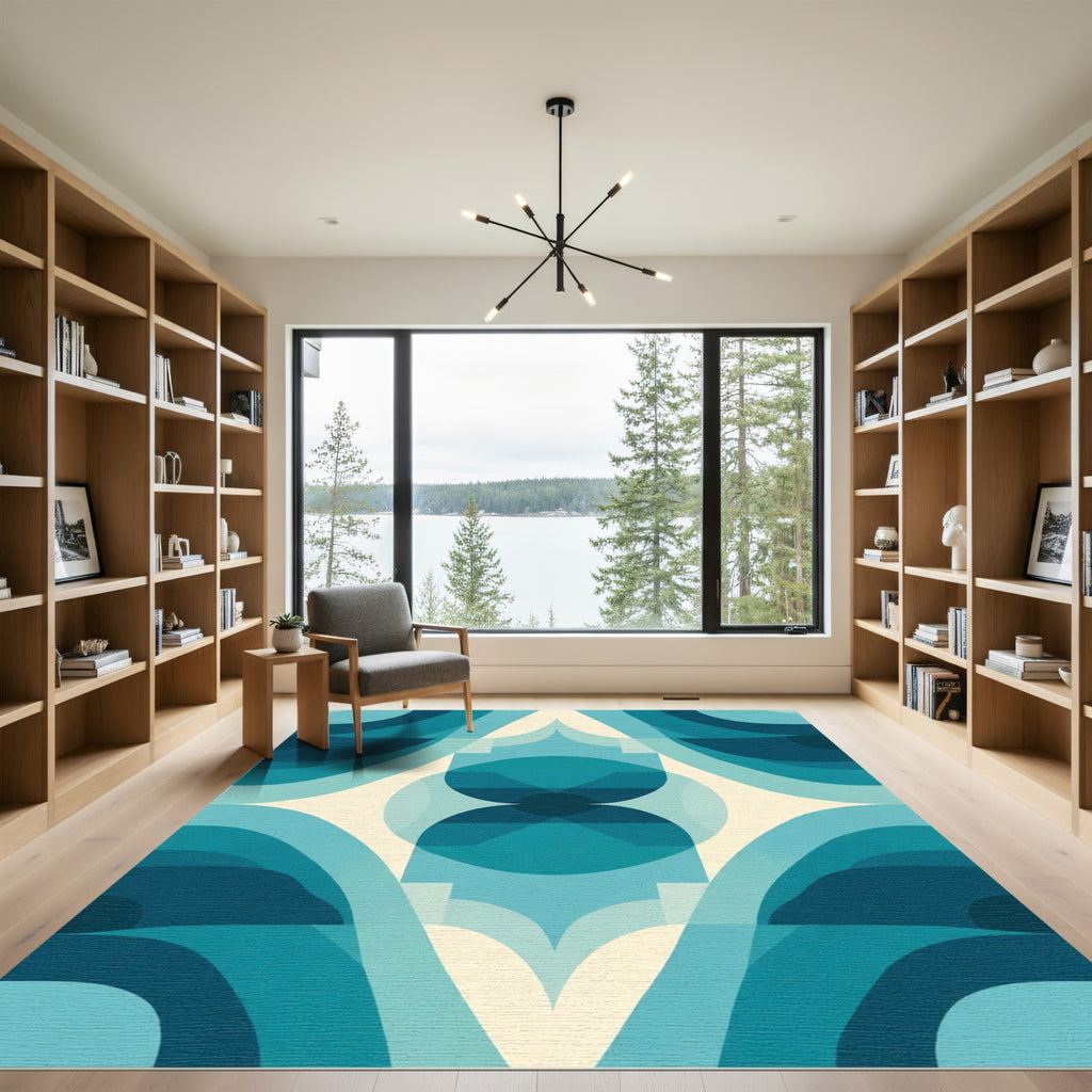 Art Deco Teal Archway Waves Rug
