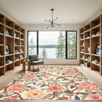Peony Blossom Branch Vintage Floral Rug