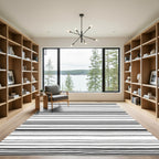 Black White Hand Drawn Stripes Rug