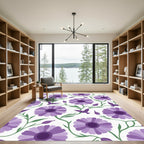 Purple Daisy Bird Vine Meadow Rug