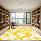 Bright Yellow Abstract Cloud Burst Rug