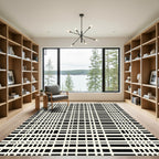Black and Cream Grid Rectangles Rug