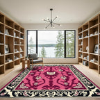 Whimsical Pink Cat Face Border Rug