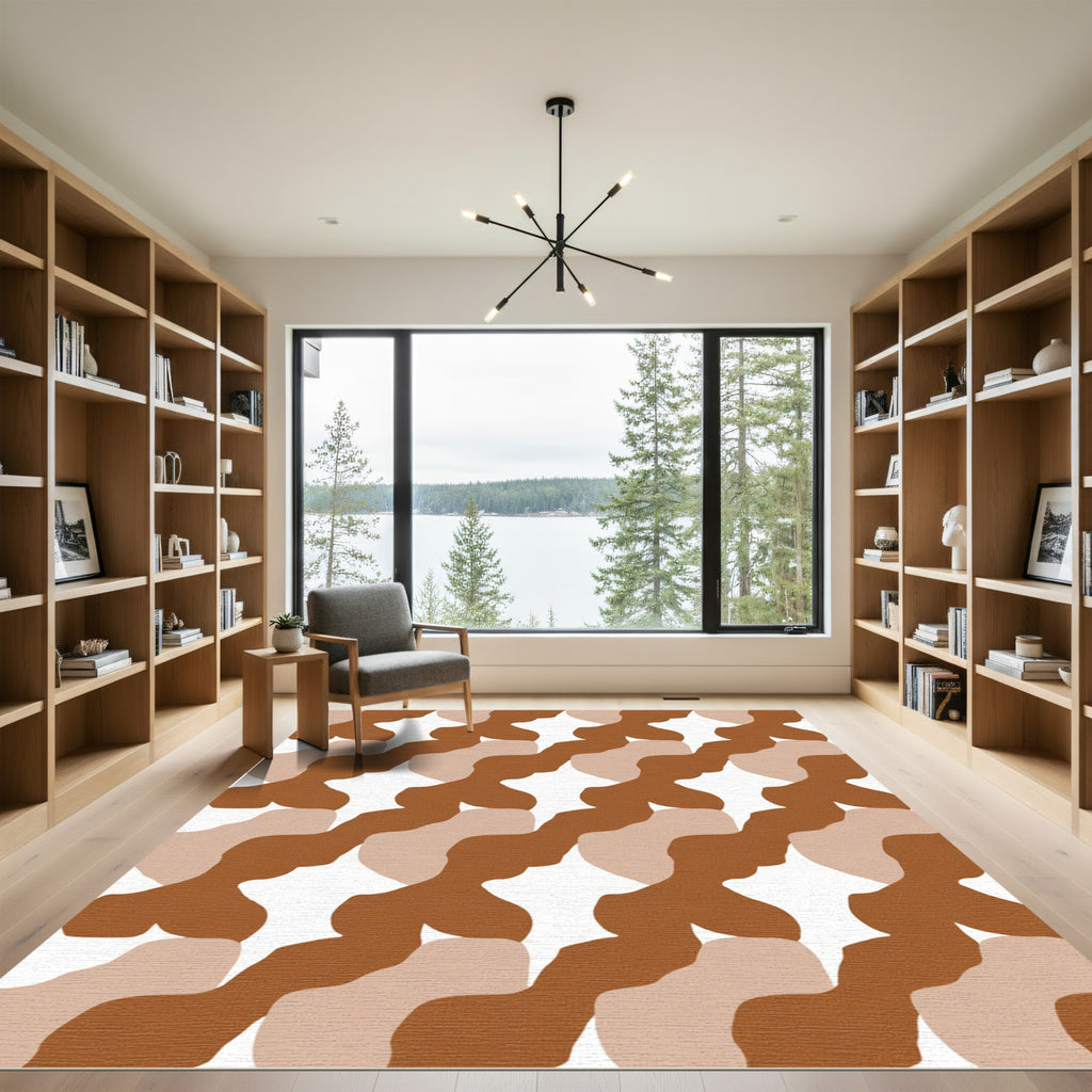 Terracotta Abstract Organic Flow Rug