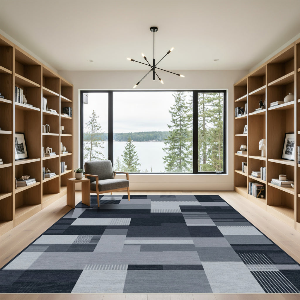Monochromatic Abstract Geometric Blocks Rug