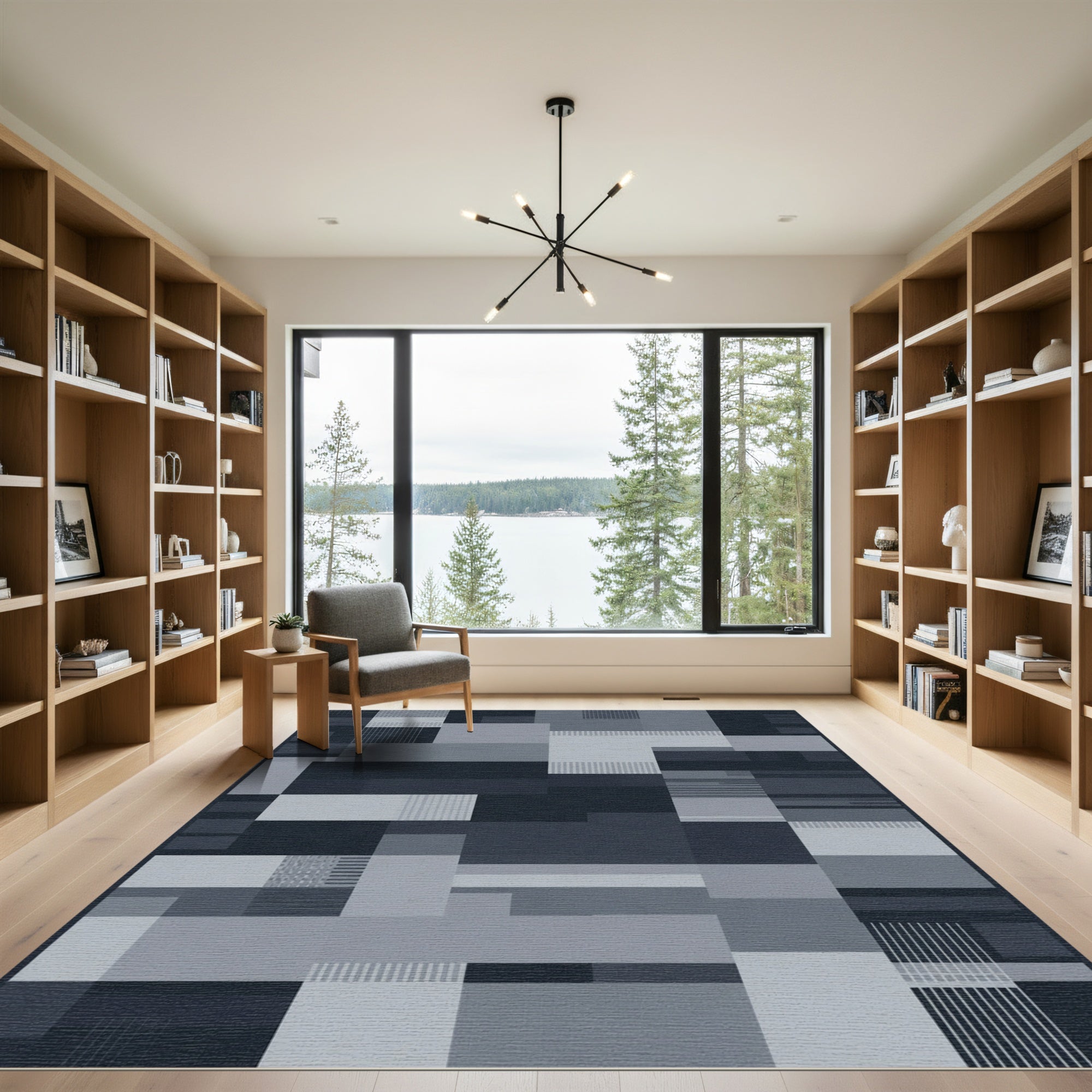 Monochromatic Abstract Geometric Blocks Rug