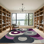 Plum Abstract Concentric Circles Rug