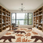 Brown Bear Foliage Repeating Scene Rug