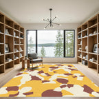 Golden Yellow Abstract Camouflage Shapes Rug