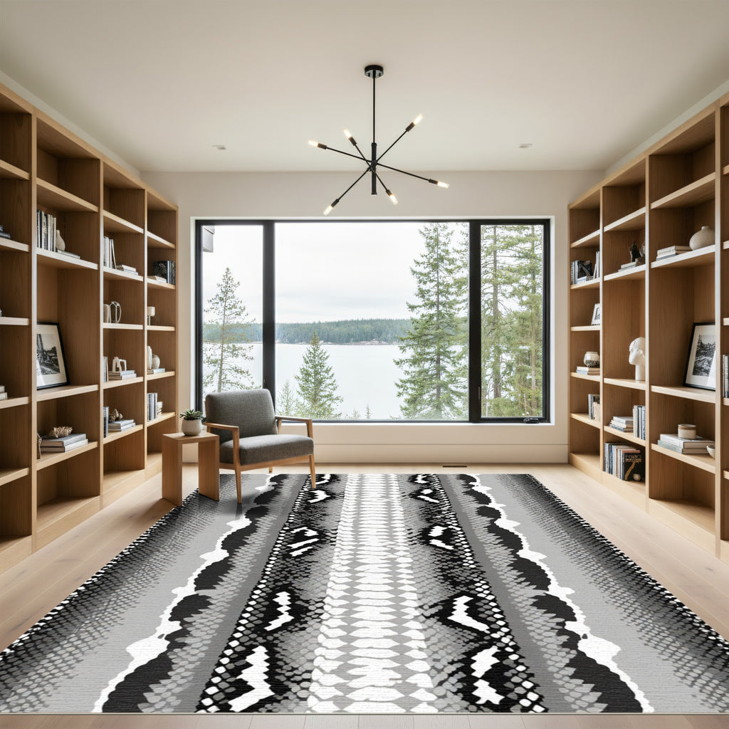 Monochromatic Python Skin Stripe Rug
