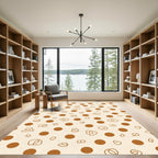 Brown Polka Dots and Abstract Leaves Rug