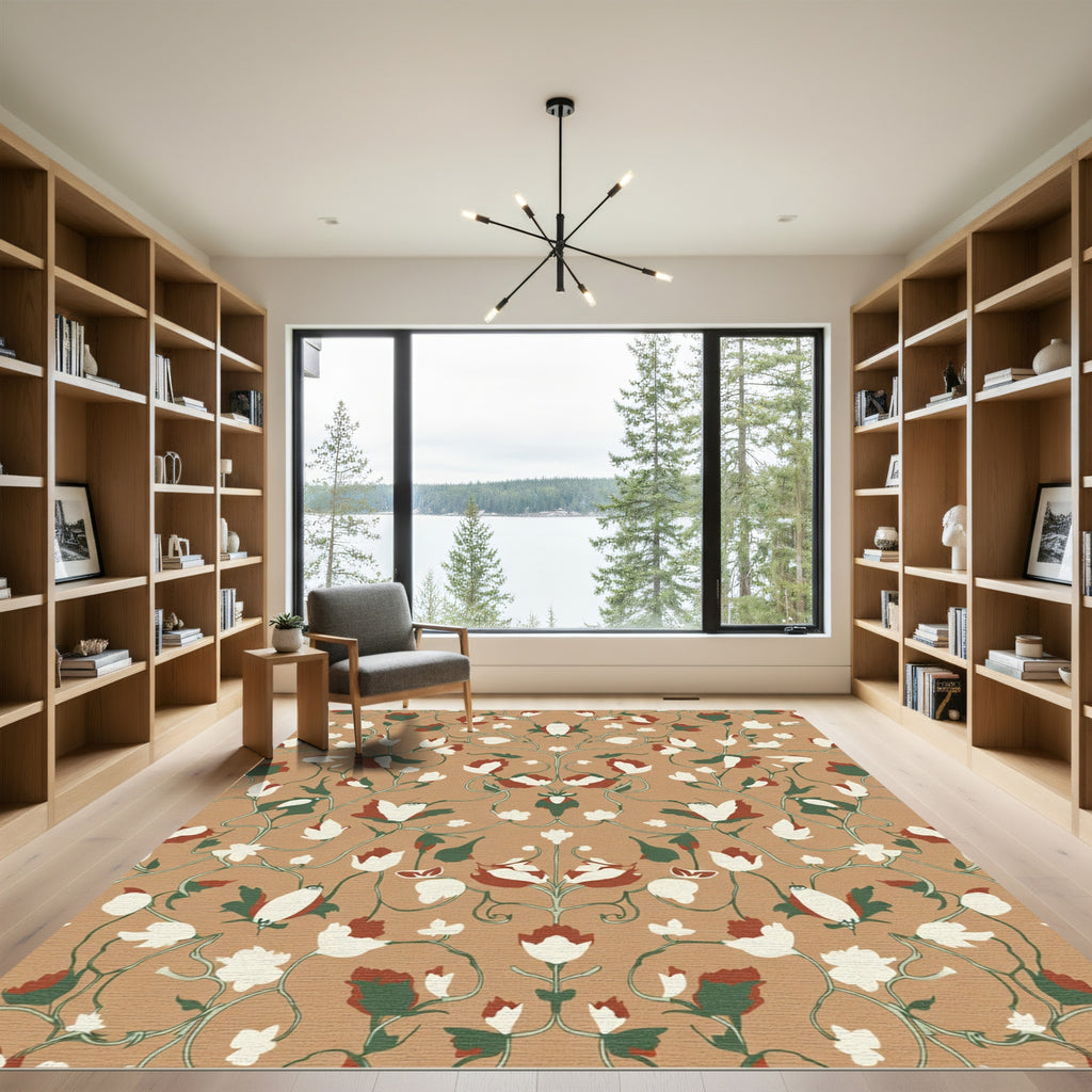Terracotta Floral Vine Ensemble Rug
