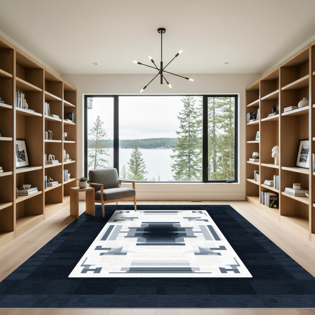 Monochromatic Geometric Mirror Image Rug