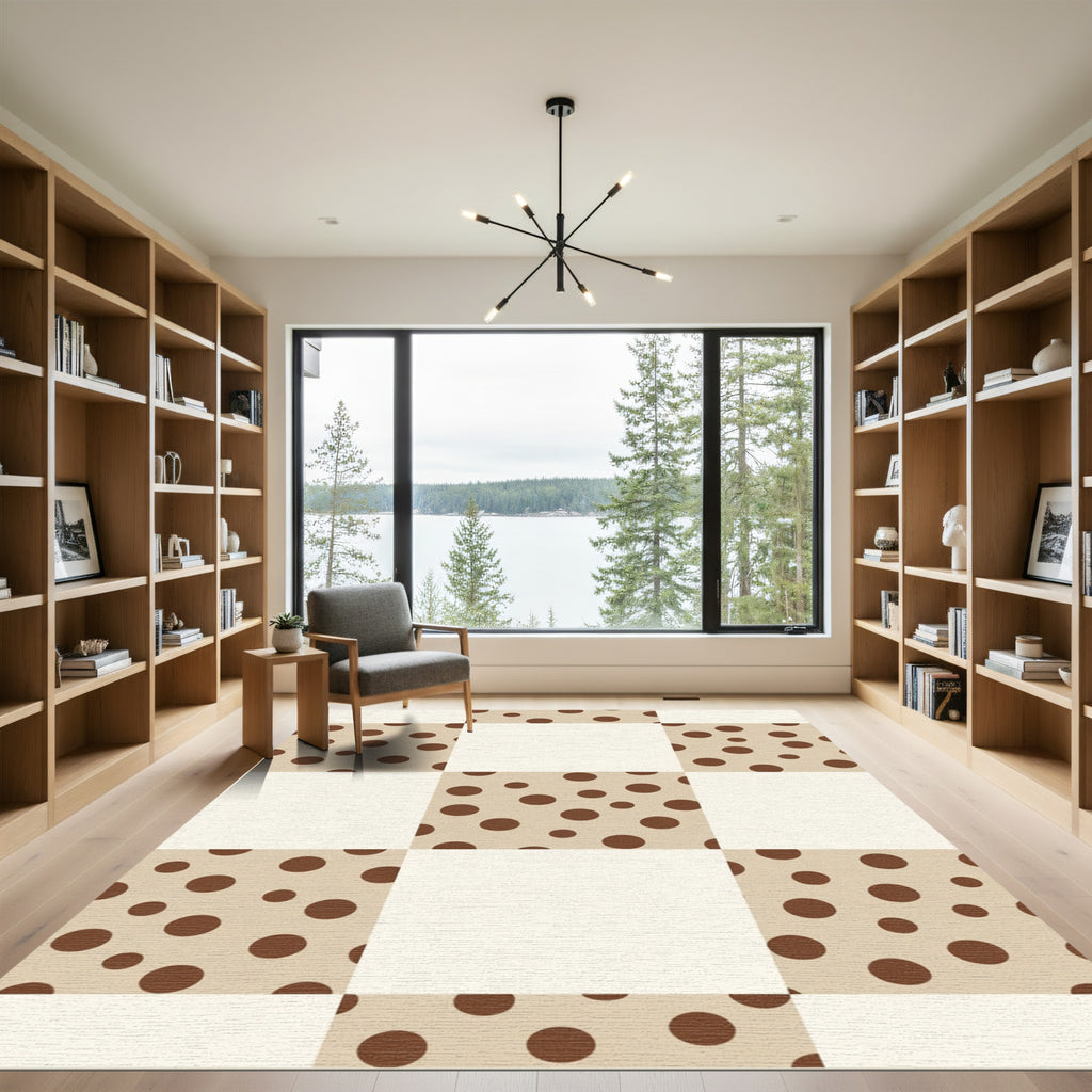 Brown Polka Dot Checkerboard Rug