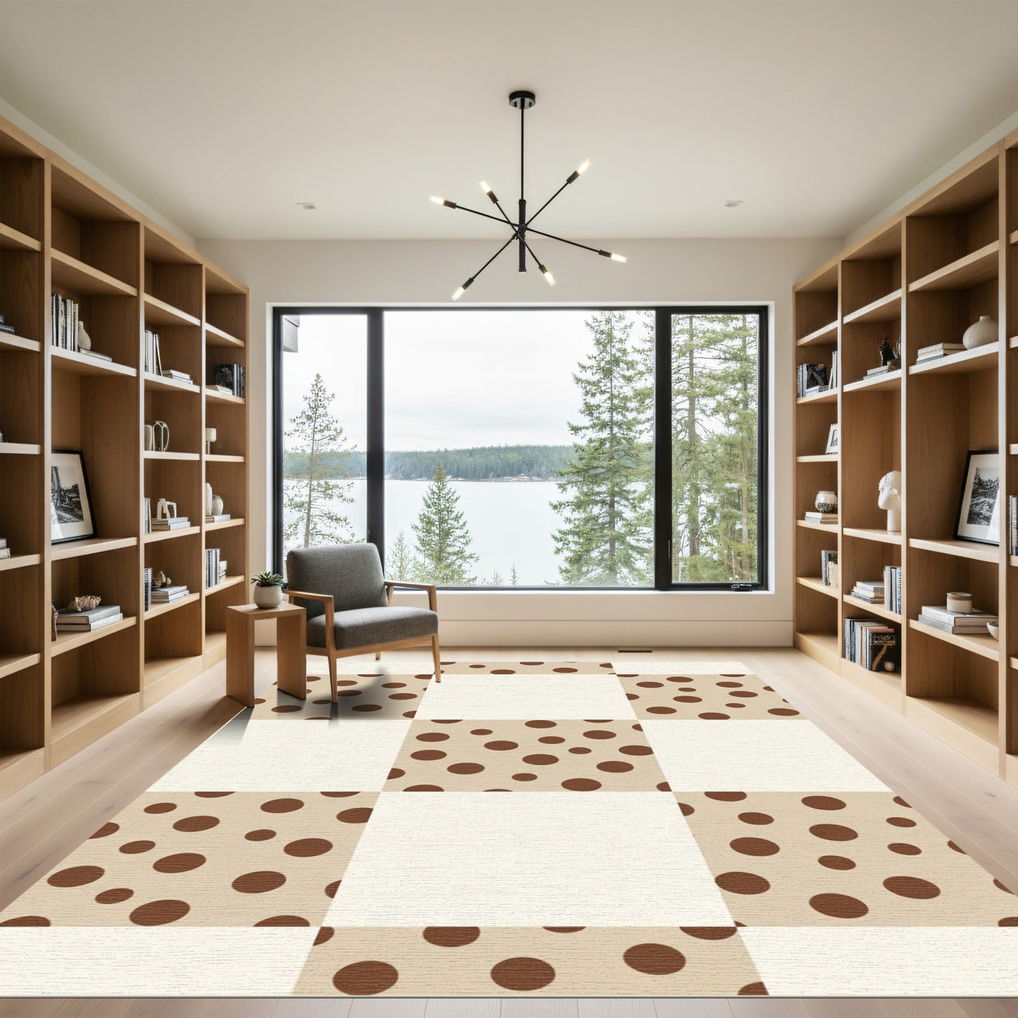 Brown Polka Dot Checkerboard Rug