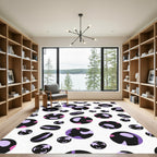 Abstract Purple Black Round Shapes Rug