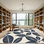 Deep Navy Leafy Branch Repeats Rug