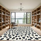 Cream Blue Black Spots Animal Rug