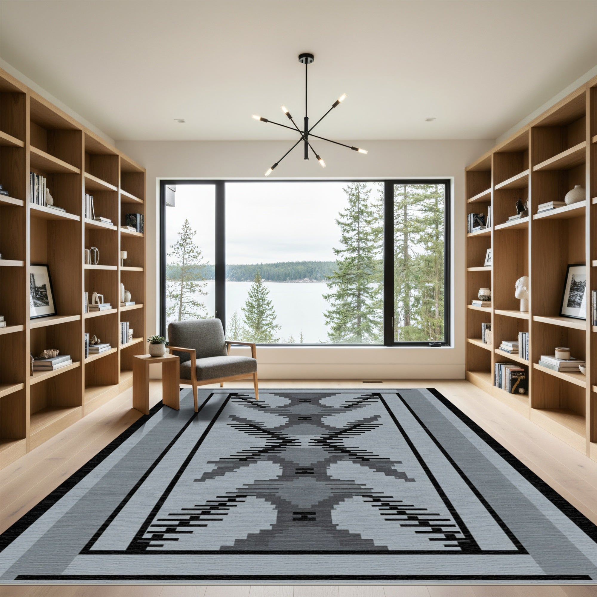 Gray Geometric Arch Diamond Rug