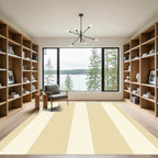 Cream Beige Vertical Striped Rug