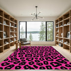 Vibrant Pink Black Leopard Spot Rug