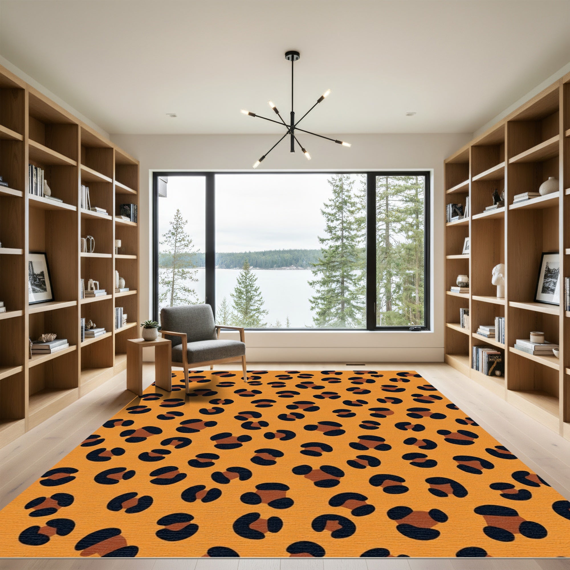 Orange Black Animal Spots Rug