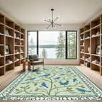 Blue Birds on Green Branches Rug