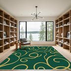 Emerald Gold Wavy Vine Rug