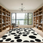 Cream Black Scattered Circles Rug