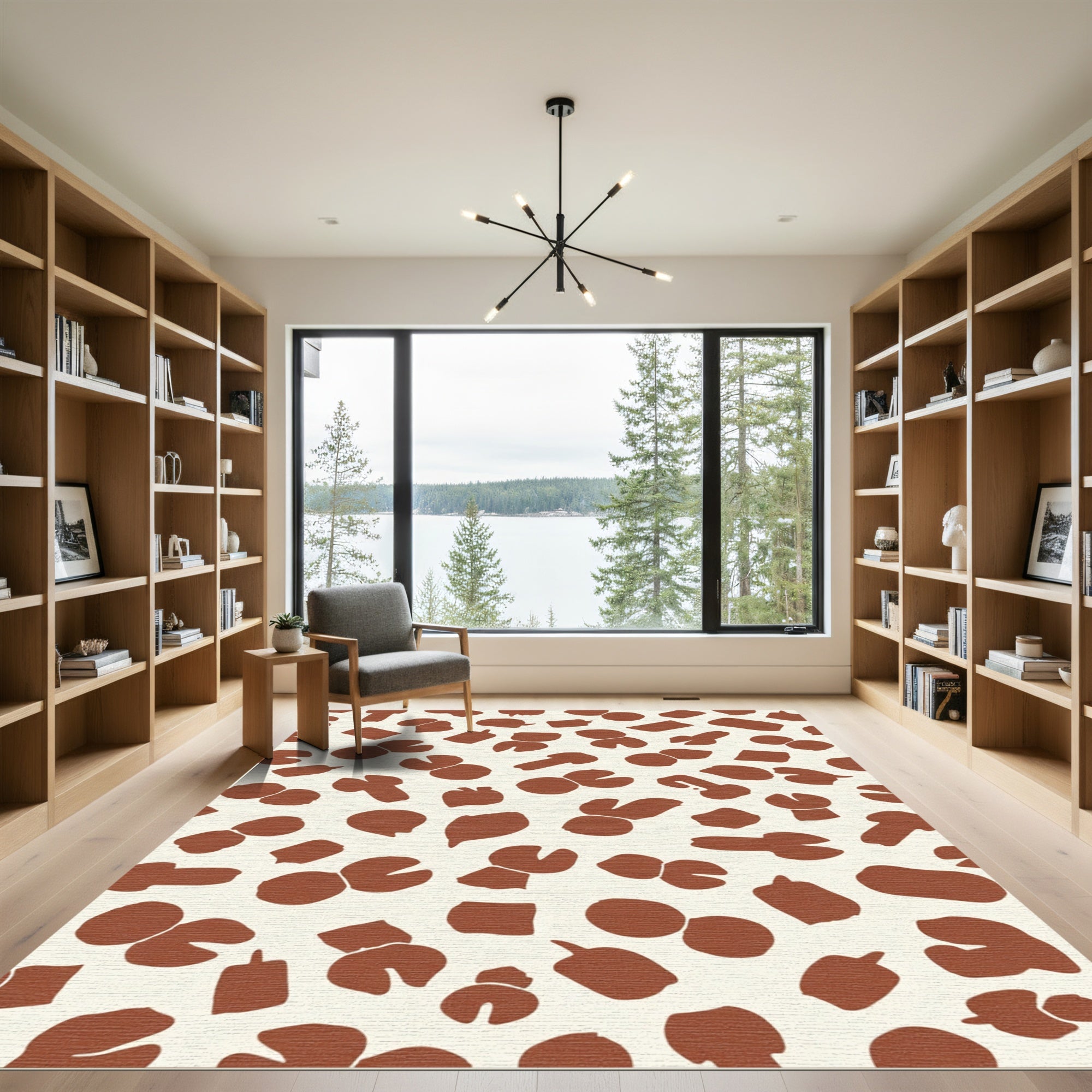 Terracotta Abstract Irregular Shape Scatter Rug